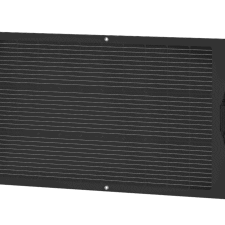 High-efficiency solar panel for off-grid renewable energy solutions. Durable design with integrated wiring, ideal for sustainable living and outdoor off-grid power systems.