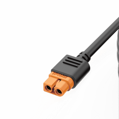 High voltage electrical connector cable for renewable energy systems, close-up shot.