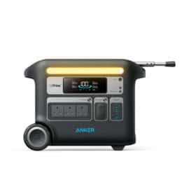 Portable power station with multiple outlets and USB ports, ideal for off-grid living and outdoor adventures. Features a high-capacity battery and solar compatibility for sustainable energy solutions.