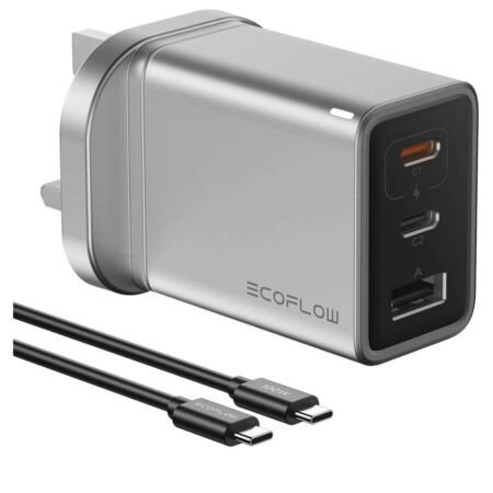 Portable USB-C power adapter with fast-charging technology for eco-friendly off-grid energy solutions. Designed for sustainable, renewable power in remote locations.