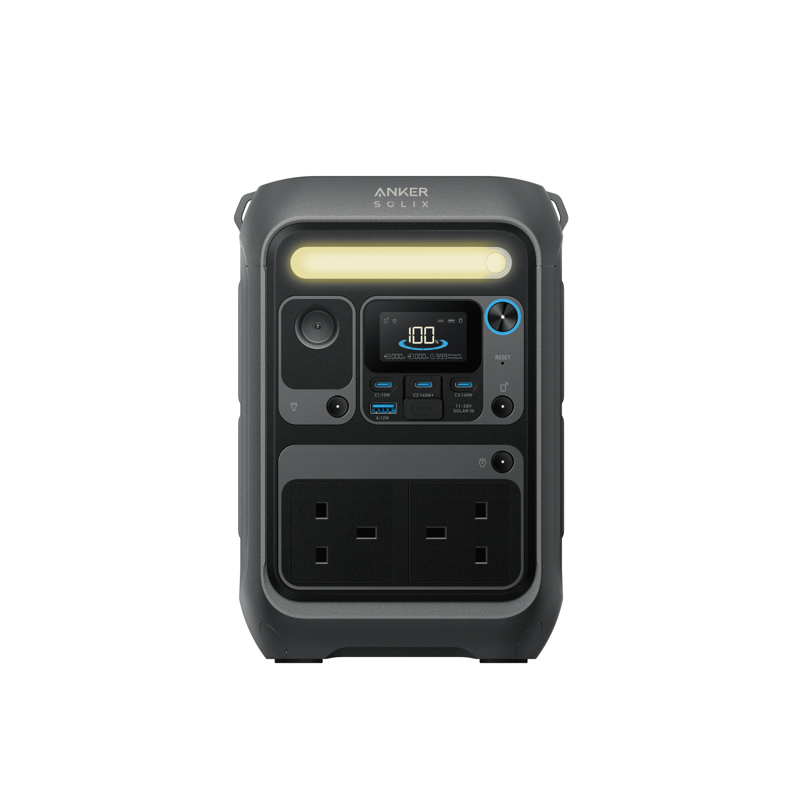 Power inverter and portable solar generator for off-grid energy solutions, ideal for camping, outdoor activities, and emergency backup, featuring USB charging and multiple AC outlets.