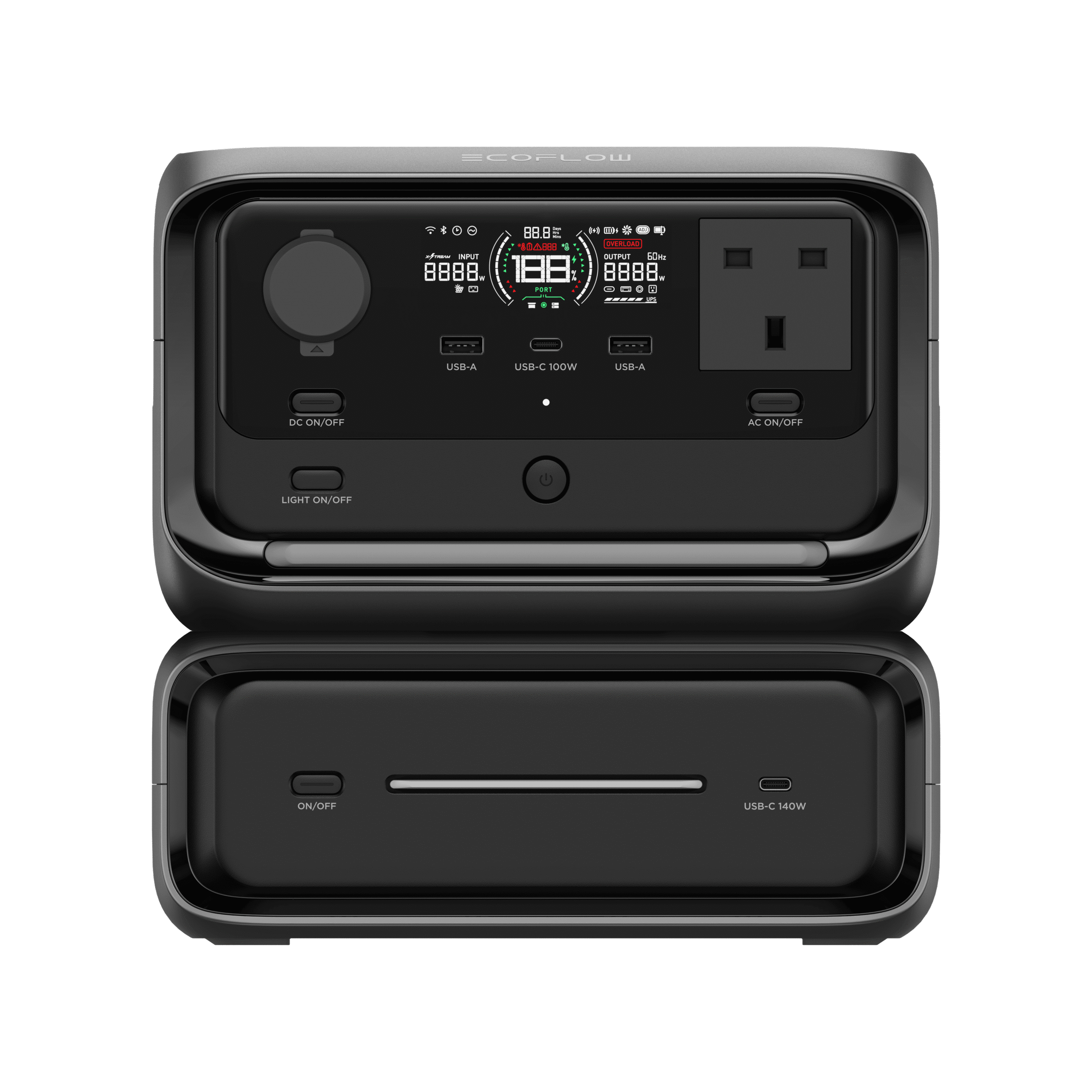 Portable off-grid power station with multiple USB ports and AC outlet for sustainable energy solutions. Ideal for outdoor, emergency, and off-grid living applications.