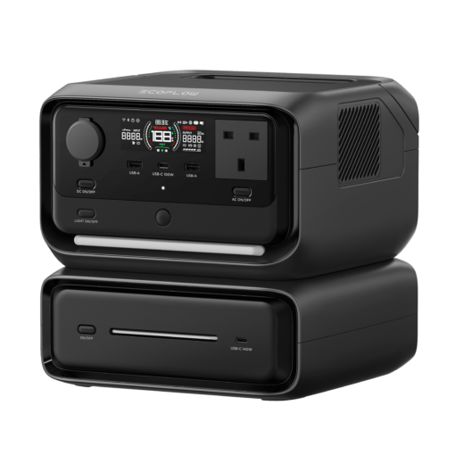 EcoFlow RIVER 3 Max Portable Power Station and Extra Battery Front Angle