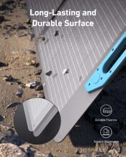 Showing the durability of the foldable Anker SOLIX PS400 panel in use for camper van or outdoor charging