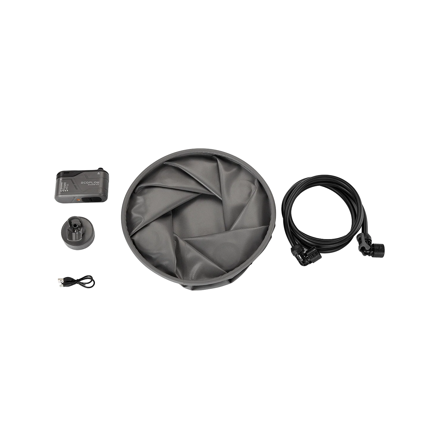 EcoFlow Shower Kit portable shower pump and collapsible bucket